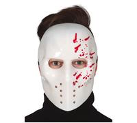 Halloween White Jason Style Hockey Mask with Blood Splatters