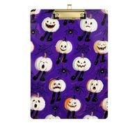 Halloween White Pumpkins Acrylic Film clipboard Standard Letter A4 Size Hard Board for Nurses Home Contractor Gold 12x9in Tabla para escribir con Clip