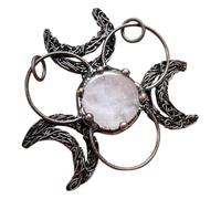 Halloween White Quartz Moon Pendant - Natural Crystal Witchy Necklace for Women, Gothic Pagan Jewelry