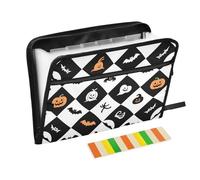 Halloween White Skeleton Ghosts File Pocket Folders 13 Pockets A4 Letter Size with Zipper Closure for Office Supplies Folder Organizer with Pockets para guardar