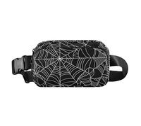 Halloween White Spiders Web Trendy Waist Pack Crossbody Bag for Women Men Teens Mini Cross Body Bag Belt Pack with Adjustable Strap for Travel Shopping Running, Multicolor, One Size, Waistpack