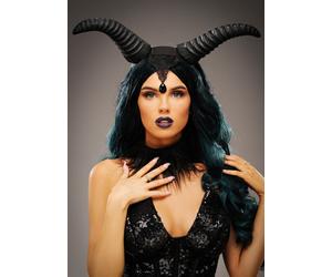 Halloween Wicked Queen Maleficent Style Scary Fancy Dress Horns Headpiece & Lace