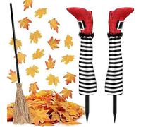 Halloween Wicked Witch Legs Yard Stake Outdoor Decorations 17In Realistic Witch Legs Decor Fearless of Wind and Rain Indoor Outdoor Home Lawn Party Decor (D)