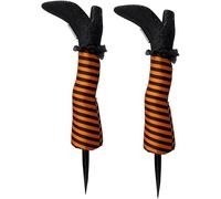 Halloween Wicked Witch Legs Yard Stake,Upside Down Witches Legs,Crashing Witch Outdoor Halloween Decorations,Fearless of Wind and Rain - For Yard Garden Patio Haunted House Decorations (Orange)