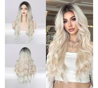 Halloween Wig Women, Synthetic Wig, Women's Long, Silver Grey Long Curly Natural, Ombre Wigs Women's Wig, Grey Wig Long Hair Curly, for Halloween, Carnival, Cosplay, Costume Party
