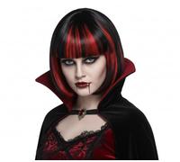 Halloween Wigs For Women - Ladies Vampire Wig Black and Red Wig Vampires Fancy Dress Costume Accessories