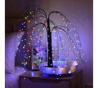 Halloween Willow Tree Lights, LED Artificial Willow Night Light, Indoor Weeping Willow Tree Lights Ornaments, Glowing Branch Table Lamp Night Light for Christmas Home Party Decor (Black, Colour light)