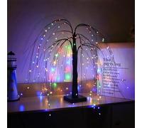 Halloween Willow Tree Lights, LED Black with Adjustable Branches, USB & Battery Operated, Indoor Outdoor Table Decor for Halloween Party Home (Black Willow,Colorful Light)