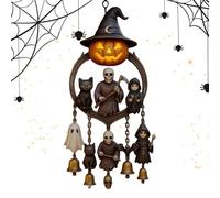 Halloween Wind Chimes Outdoors - Spooky Cat Hanging | Creepy Indoor & Outdoor Decoration for Lawn, Garden, Porch, Bedroom, Bookshelf Parties