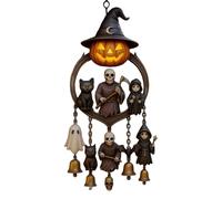 Halloween Wind Chimes, Spooky Pumpkin Skeleton Ghost Reaper Wind Chime Hanging Ornaments With Bells, Halloween Decorations Outdoor, Garden, Wall, Window