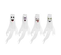 Halloween Wind Sock Decorations, 120Cm White Polyester Ghosts Flags With Swivel Clips For Yard Tree Window Outdoor Party 4 Piece Set