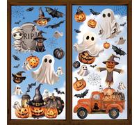 Halloween Window Clings & Decals - Fall Stickers with Pumpkin Ghosts for Home Decor
