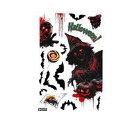 Halloween Window Clings Scary Bat Pumpkin Stickers Home Party Decals Grim Glass Static Cling Decorative Stickers for Doors Windows (White, 30x0. 1cm)