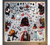 Halloween Window Clings Stickers - 9 Sheets Window Clings Decals, Reusable Double Sided Stickers, Decals with Ghost Female Ghost for Party Decoration, Indoor & Outdoor Home Decor