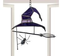 Halloween Window Decor - Pumpkin Scarecrow Hanging Ornament, Spider Witch Hat Design, Festive Tracery Pendant Decoration | Creative Halloween Display Accessory Perfect for Yard Garden Window Corners