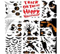Halloween Window Decoration, 141 Pieces Halloween Window Stickers, with Pumpkins, Spider Web, Bat Monster, Static Decorative Sticker for Home Decoration, School Decoration, Halloween Party