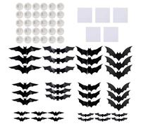 Halloween Window Decorations,36 Pack Halloween Bats Wall Decor, Lighted 3D Bat Stickers, Scary Paper For Home Window Party Room Decor