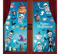 Halloween Window Decorations 4 Sheets Stickers Bat Ghost Haunted House Spider Skulls Pumpkin Clings Indoor