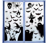Halloween Window Decorations,49Pcs Wicked Witch Clings,Halloween Scary Silhouette Window Poster Decals Horror Stickers,Black Cat Bat Spider Witch Halloween Window Stickers