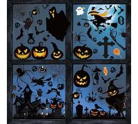 Halloween Window Decorations - 9 Sheets, Double Sided Reusable Decals for Windows, Great for Haunted House Parties