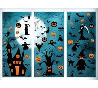 Halloween Window Decorations - Pumpkin Bat Scarecrow Clings for Home/Office/School Windows