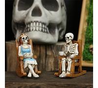 Halloween Window Decorations Skeletons Halloween Decorations, Reader Figurines, Cool Home Decorative Gothic Statue Sculpture Bookshelf Desk Table Indoor Spooky (Brown, 6. 6x7. 2cm)