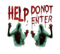 Halloween Window Door Cover Scary Bloody Handprint Shadowy Figure Do Not Enter Props Poster Banner Haunted House Decorations Supplies
