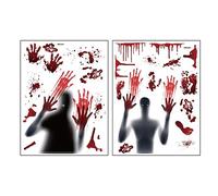 Halloween Window Door Decoration Scary Skeleton Hands Wall Stickers Creepy Garage Dormitory Indoor Outdoor Cling Poster 2pcs (White, One Size)