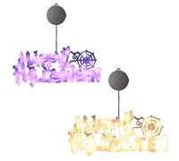 Halloween Window Lights with Suction Cup, Happy Halloween Decorations Neon Window Lights, Create a Haunting Atmosphere, LED Battery Operated Hanging Light for Home Party Outdoor Decor (2 Colors)