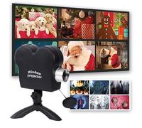 Halloween Window Projector, outdoor halloween projectors, halloween LED Holographic Projection Lamp, 6 Halloween Movies, 6 Christmas Movies, for Window Garden Halloween Christmas
