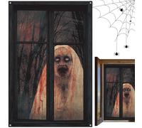 Halloween Window Silhouette | Creepy Nun Halloween Window Cover Decorations - Spooky Party Background, Clings for Haunted House