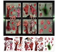 Halloween Window Stickers, 5 Sheets Scary Hands Bloody Handprint Stickers Halloween Door Decorations Wall Decals Floor Clings for Home, Bathroom, Living Room, Indoor Outdoor Party Supplies