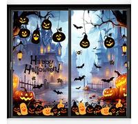 Halloween Window Stickers Clings Bats Spiders Ghost Double Side Stickers Decorations Festive Atmosphere for Windows Walls