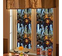 Halloween Window Stickers Decoration Vintage Stained Glass Window Film Cute Halloween Ghost Windows Film Static Glass Window Clings Stickers for Party Home Office Living Room Windows Door Decor