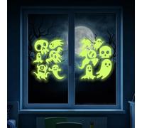 Halloween Window Stickers, Glow in The Dark Halloween Decorations, Removable Waterproof Window Clings, Versatile Decor Stickers for Door, Stair, Home, Indoor & Outdoor Party Ornaments