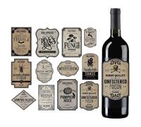 Halloween Wine Bottle Labels | Pack of 12 Halloween Wine Bottle Decoration - Computer Manual Drink Stickers for Housewarming Party that will give your guests a relaxed mood.