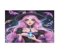 Halloween Witch 1000 Piece Jigsaw Puzzle- Brain Teaser Game for Adults & Children - Educational Activities Wooden Jigsaws （75×50cm）