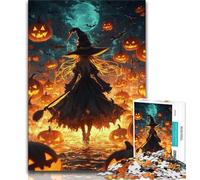 Halloween Witch 1000 Piece Jigsaw Puzzle for Adults Teens,Stress Reliever Difficult Challenge Unique Home Decor And Gifts (38x26cm)