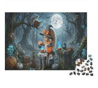 Halloween Witch 1000 Piece Jigsaw Puzzle Moonlit Forest Concentration Training Leisure Time for Dad 70x50cm/1000pcs