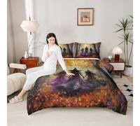 Halloween Witch 3 Pcs Comforter/Duvet Set,Country Skull Ultra Soft Bed Collection,Outdoor Wild Trees Maple Leaves Bedding for Room Decor 3 Pcs,Microfiber Breathable,King