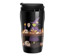 Halloween Witch and Black Cat Travel Mug with Lid Coffee Cup 250ml