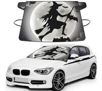 Halloween Witch Automobile Windshield-full-Coverage Snow Protector For Automobiles, Suvs And Trucks-waterproof Coated Polyester Frost Cover With Elastic Side Straps And Storage Bag.