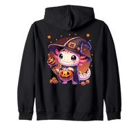 Halloween Witch Axolotl Trick or Treat Girls Women Zip Hoodie