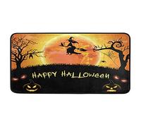 Halloween Witch Bat Spider Moon Night Pumpkin Front Doormats Backed Dust Mat Entry Non Slip Entrance Rug For Entrance Pets Patio 40 X 60Cm