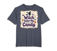 Halloween Witch Better Have My Candy Trick or Treat Fun T-Shirt, Men's Big and Tall, Heather Blue, 5X Tall