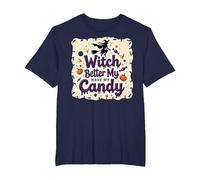 Halloween Witch Better Have My Candy Trick or Treat Fun T-Shirt, Men's Big and Tall, Navy, 6X Tall