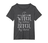 Halloween Witch Bitch Wicca Witchcraft Pagan Wiccan Women T-Shirt, Women's Plus, Dark Heather Grey, 2X