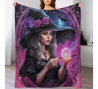 Halloween Witch Blanket Throw Bedspread Soft Fluffy Warm Light Flannel Fabric Perfect for Adults Or Children's Gifts130×180cm