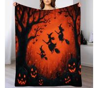 Halloween Witch Blanket Throw Blanket,Cozy Plush Fleece Flannel Strange Forest Blankets Party Gifts for Girls Boys Women Men Queen