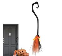 Halloween Witch Broom, 37 in Witch Broom, Portable Scary Decorations with Ribbon, for Wall Outside the Door Front Interior Houses Home